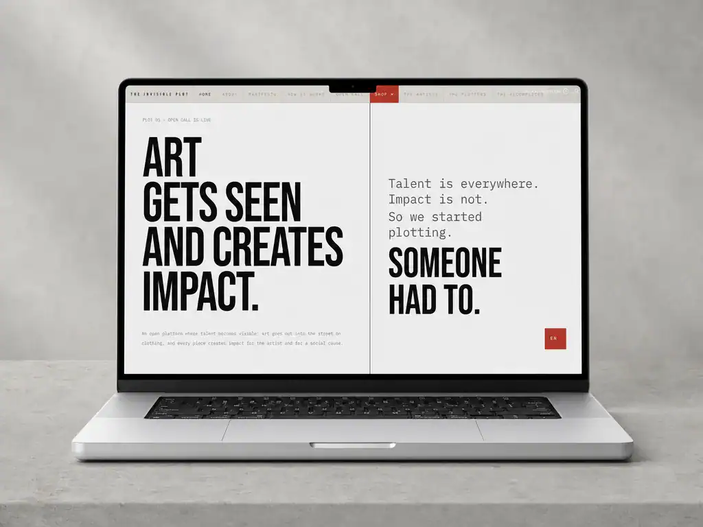 The Invisible Plot_DE 6 Startseite von theinvisibleplot.com auf einem Laptop